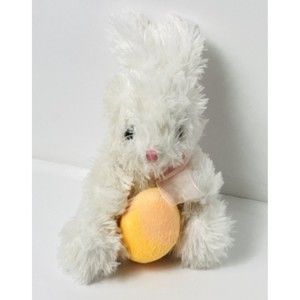 Easter Bunny Plush Stuffed White Rabbit with Egg by Anico 7" Tall Soft Fluffy